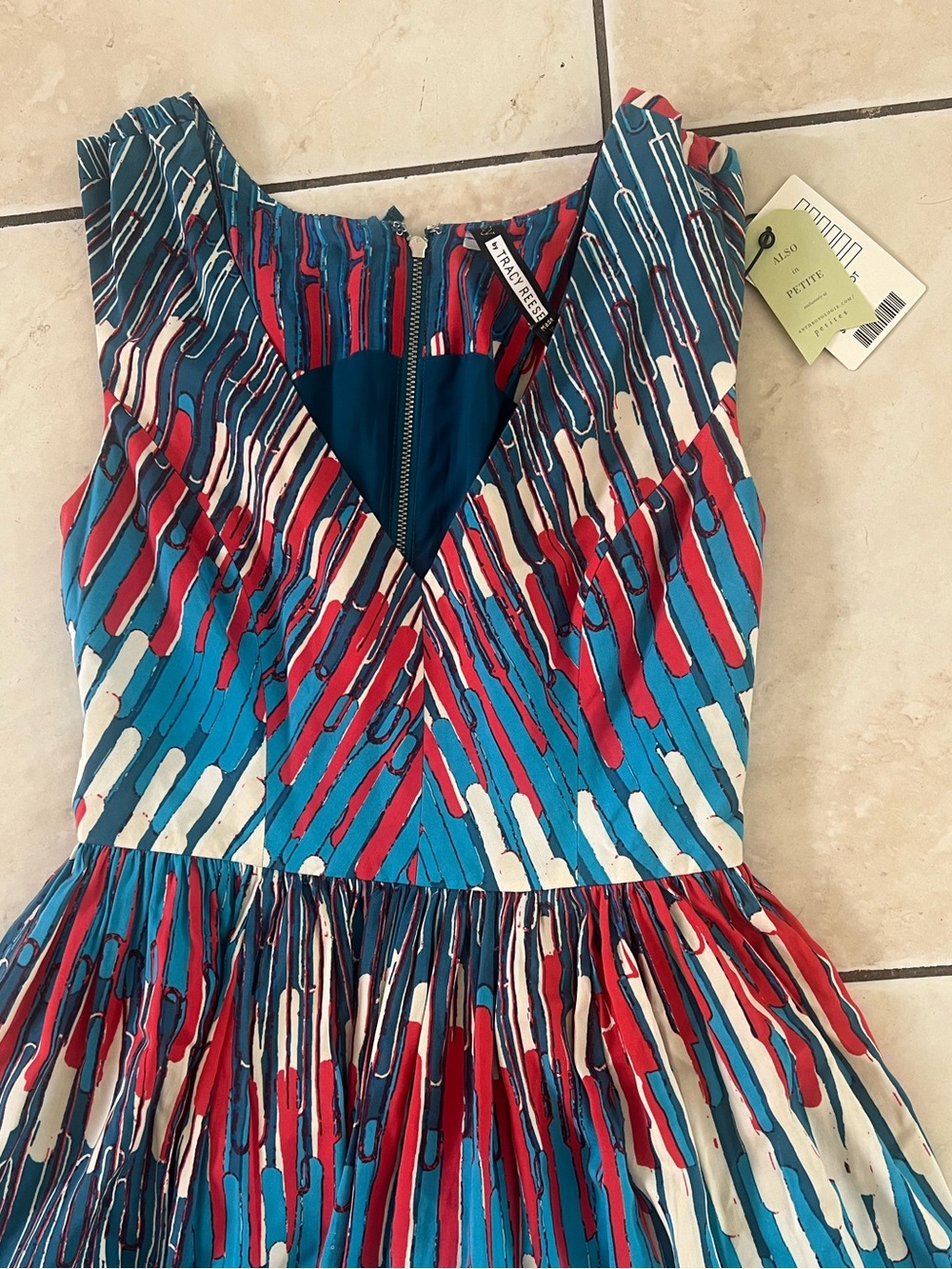 Tracy Reese Abstract Print Sundress - Blue, Red & White